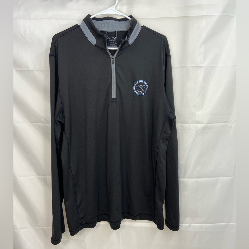 PUMA men’s black quarter zip athletic stretch collar golf embroidered jacket M